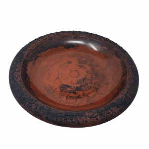 19" dia Red/Charcoal Fiber Clay Birdbath Bowl