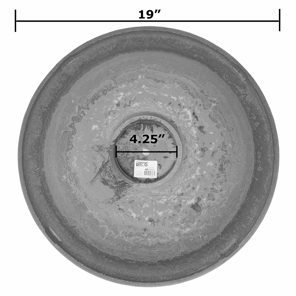 19" dia Red/Charcoal Fiber Clay Birdbath Bowl - Image 6