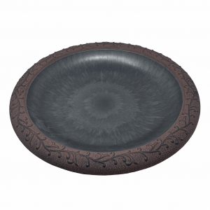 19" dia Slate/Wine Fiber Clay Birdbath Bowl