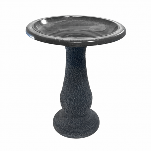 24" Gray Fiber Clay Birdbath