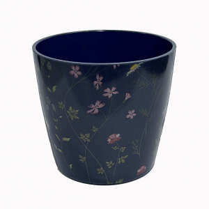 7" Blue Wildflower Round Self-Watering Bamboo Pot